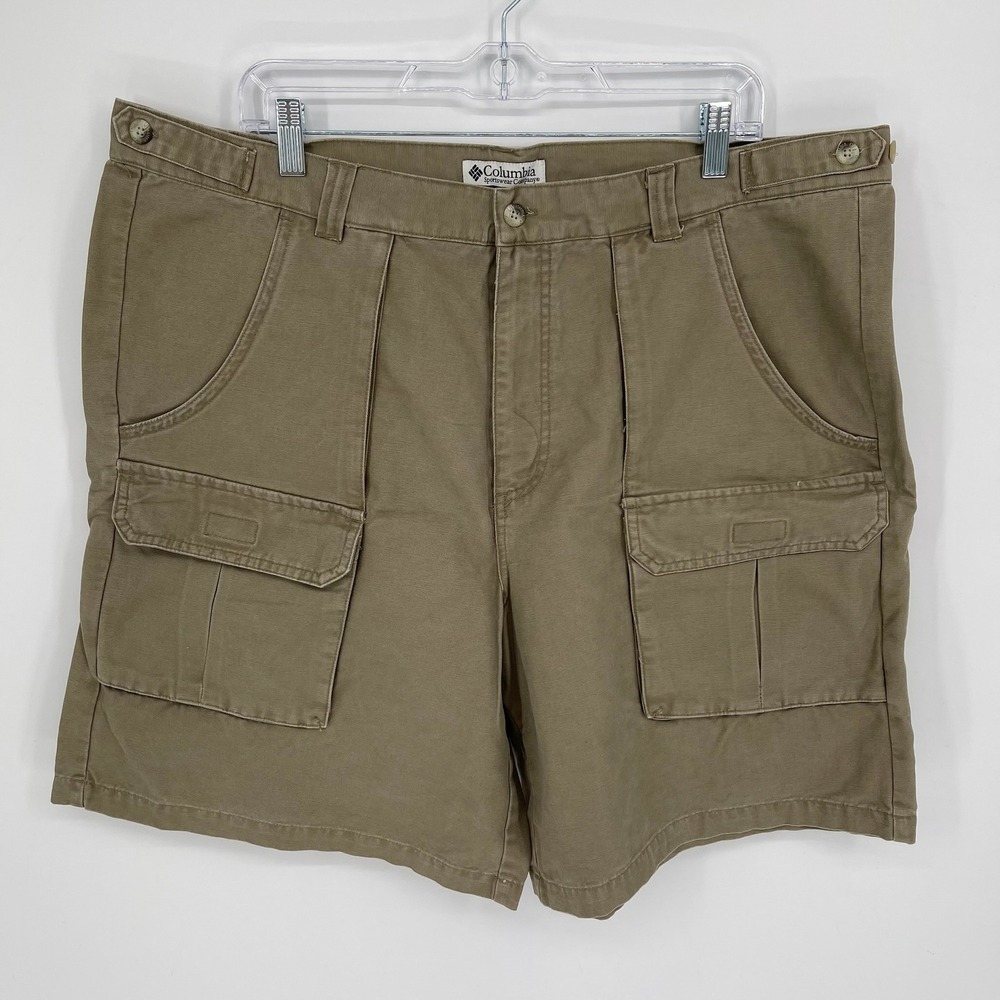 Columbia Men's Y2K Brown‎ Cotton Canvas Cargo Utility Shorts Size 40" Waist